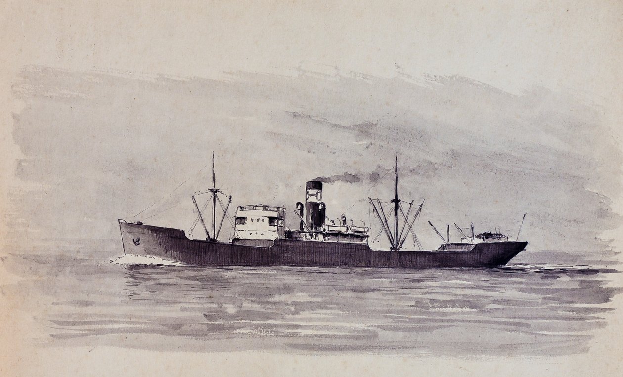 Cargo on the Gironde Estuary by Raymond Bonnefon