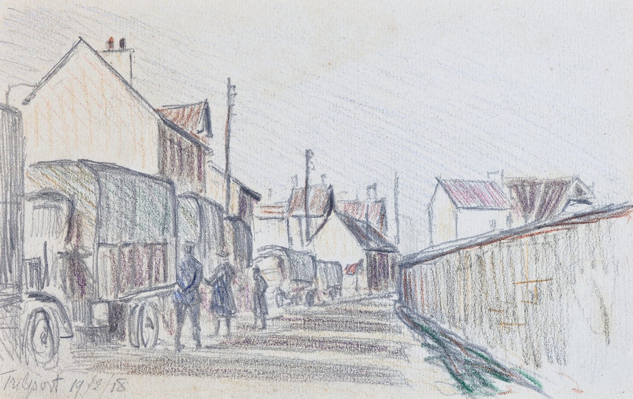 Convoy of Military Vehicles at Trilport, c1914-18 by Raymond Bonnefon