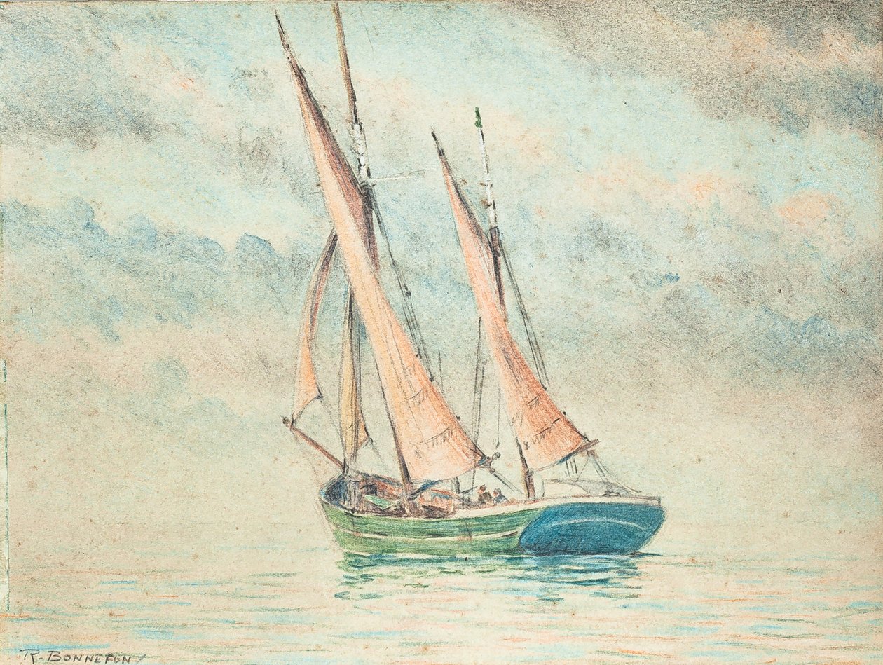 Gabarre on the Gironde Estuary by Raymond Bonnefon