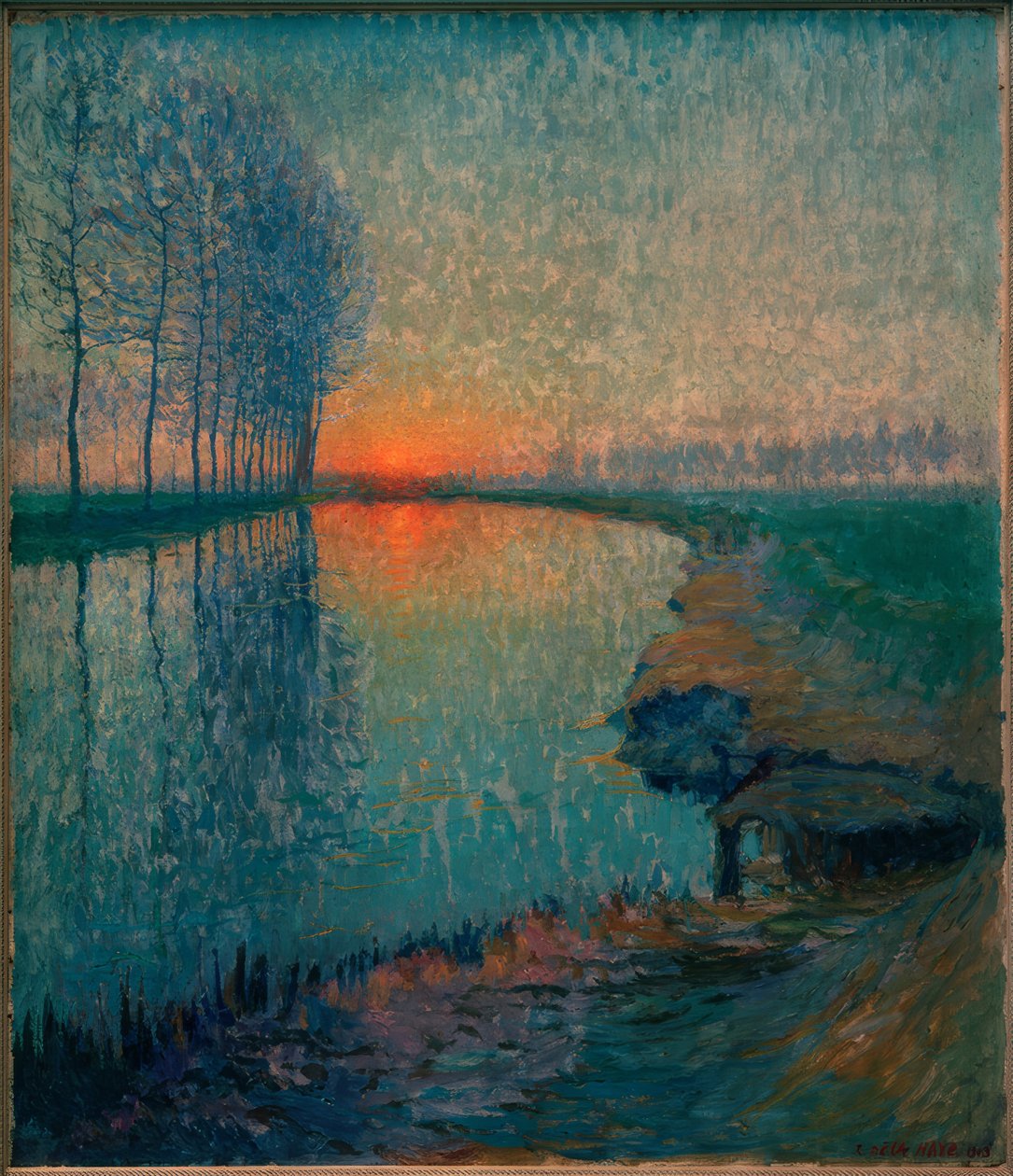 Sunset at the Nete by Raymond de la Haye