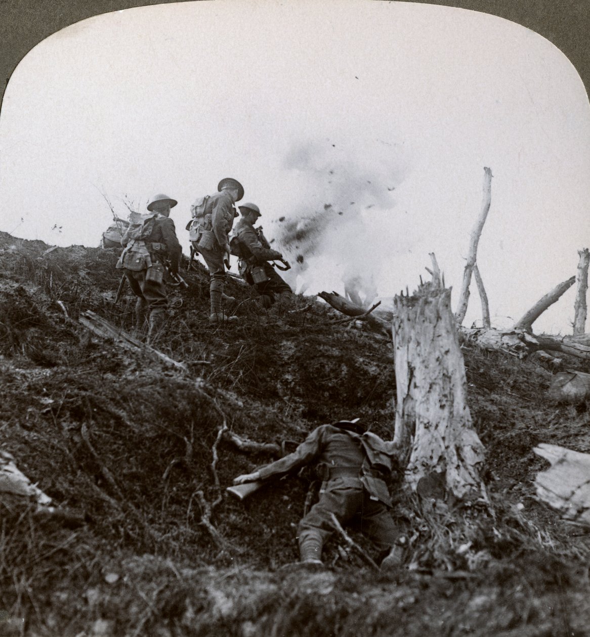Advance across No Mans Land to assault the German lines, World War I by Realistic Travels Publishers