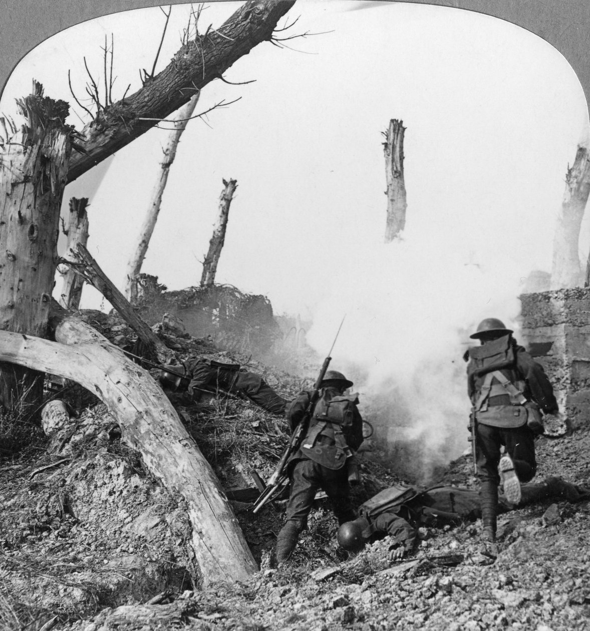 British Troops Attacking Germans Isolated in a Captured Village, World War I, c1914-c1918 by Realistic Travels Publishers