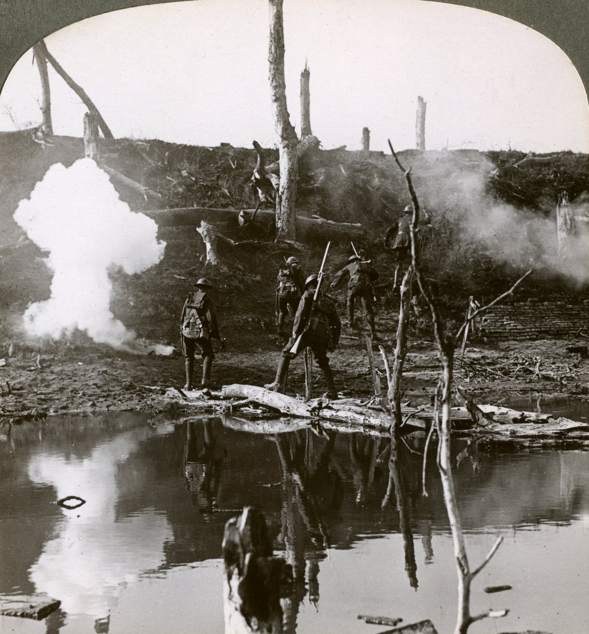 Soldiers Crossing the River Ancre, Battle of the Somme, France, World War I, 1916 by Realistic Travels Publishers