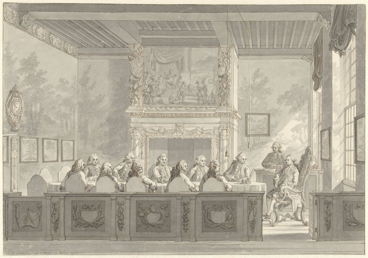 Inauguration of Prince William V in the College of the Admiralty in Amsterdam by Reinier Vinkeles (I)