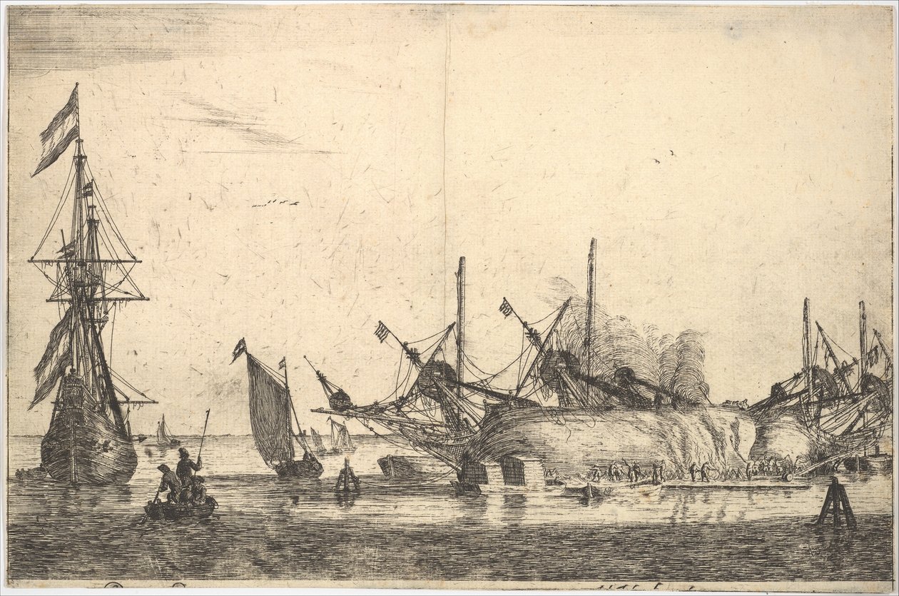 Ships Careened for Caulking the Hull by Reinier Zeeman