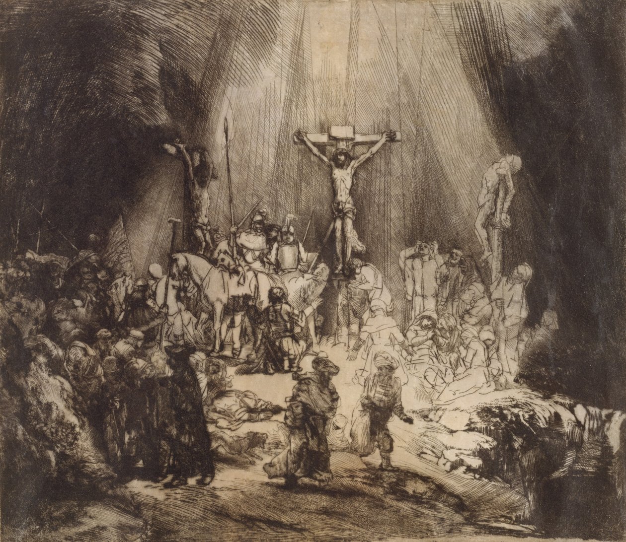 Christ Crucified Between the Two Thieves: The Three Crosses, 1653 by Rembrandt van Rijn