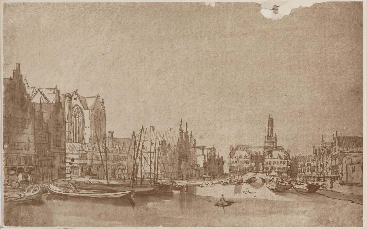 Rokin Amsterdam Seen Towards Damsquare by Rembrandt