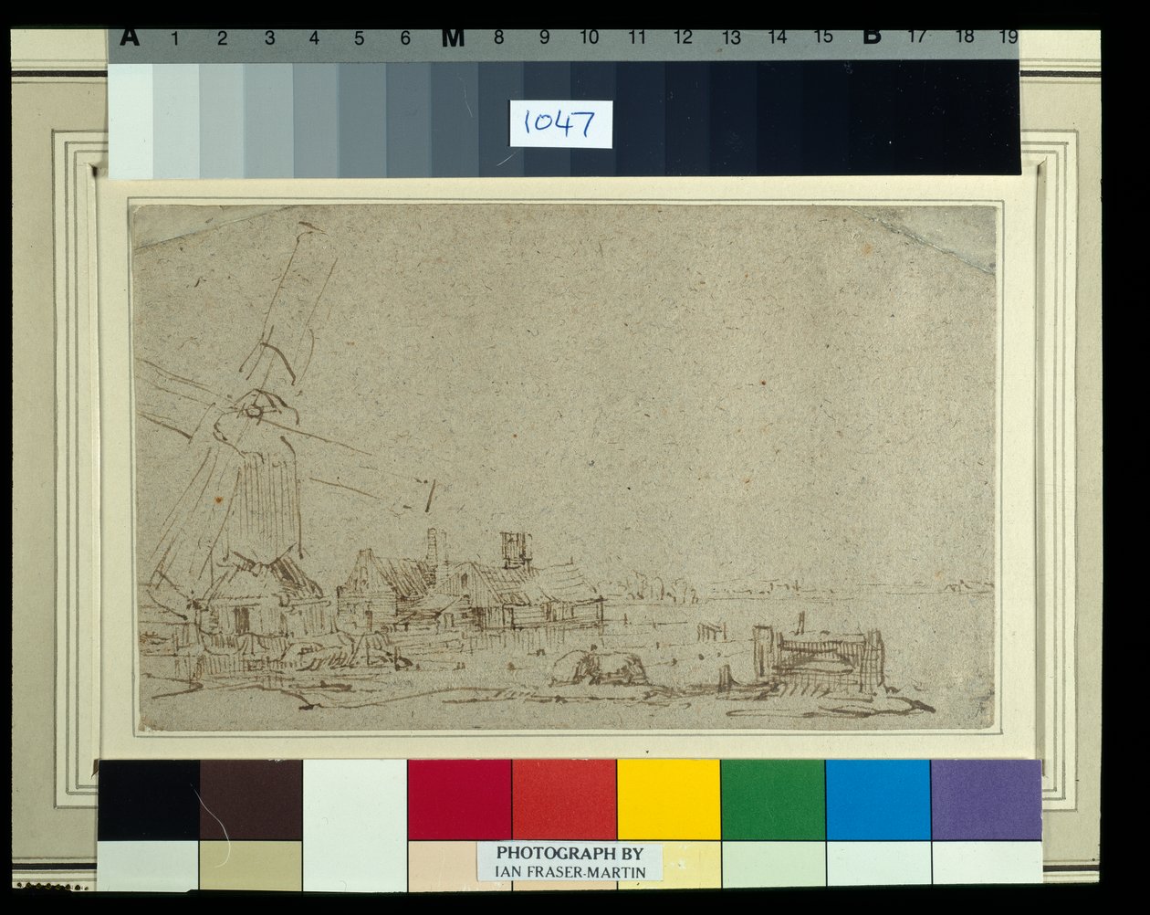 A Windmill and a Group of Houses, c.1652-53 by Rembrandt Harmensz. van Rijn