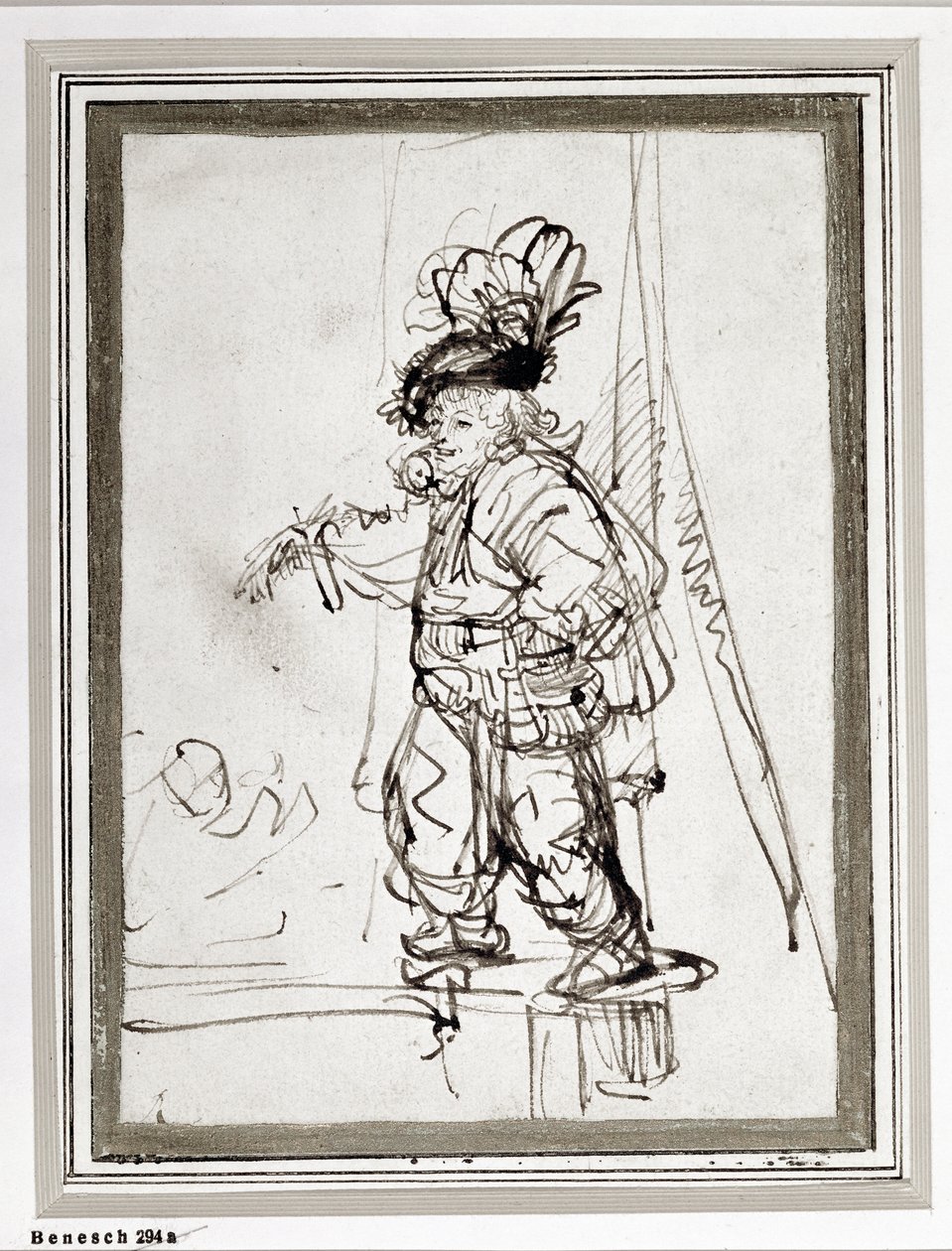 Actor with a Parrot by Rembrandt Harmensz. van Rijn