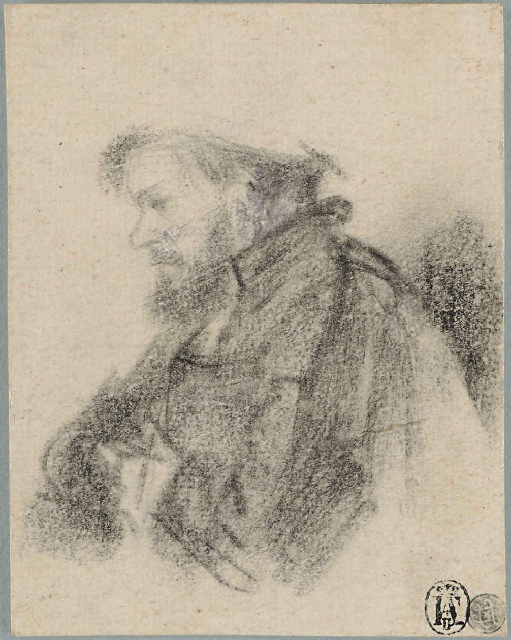 Bearded man, half length, in profile to the left by Rembrandt van Rijn