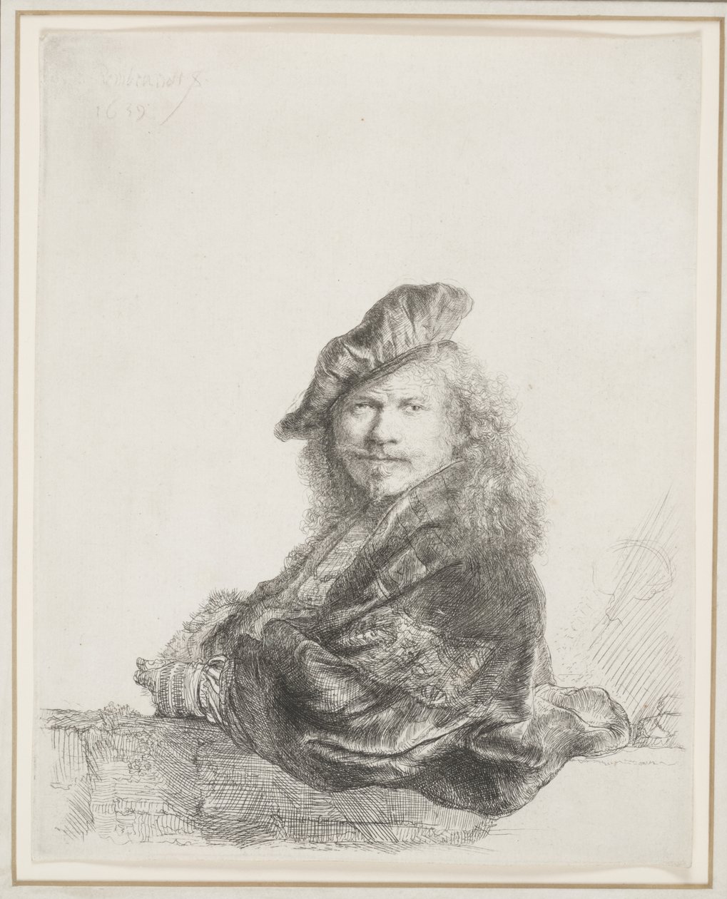 Rembrandt Leaning on a Stone Sill: Half Length by Rembrandt van Rijn
