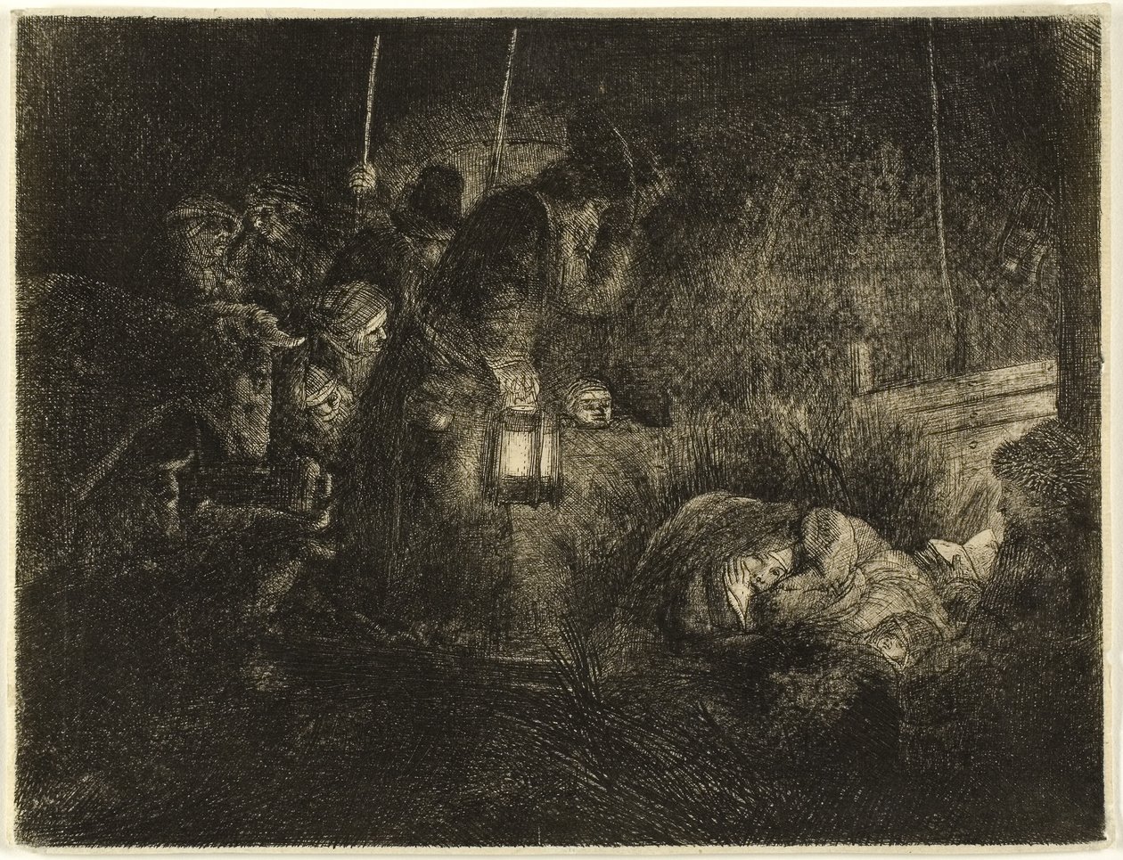 The Adoration of the Shepherds: A Night Piece, c.1657 by Rembrandt Harmensz. van Rijn