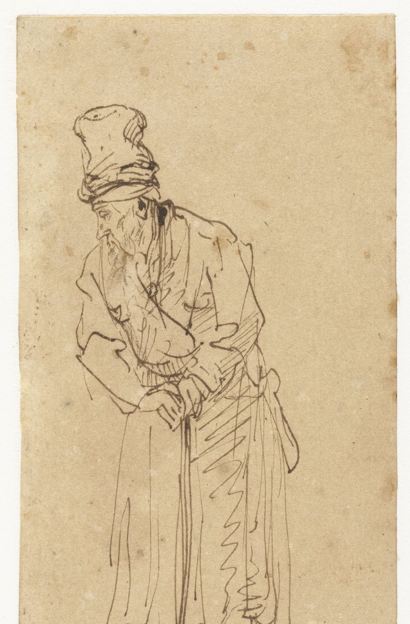 Old Man Leaning on a Stick by Rembrandt van Rijn (school of)