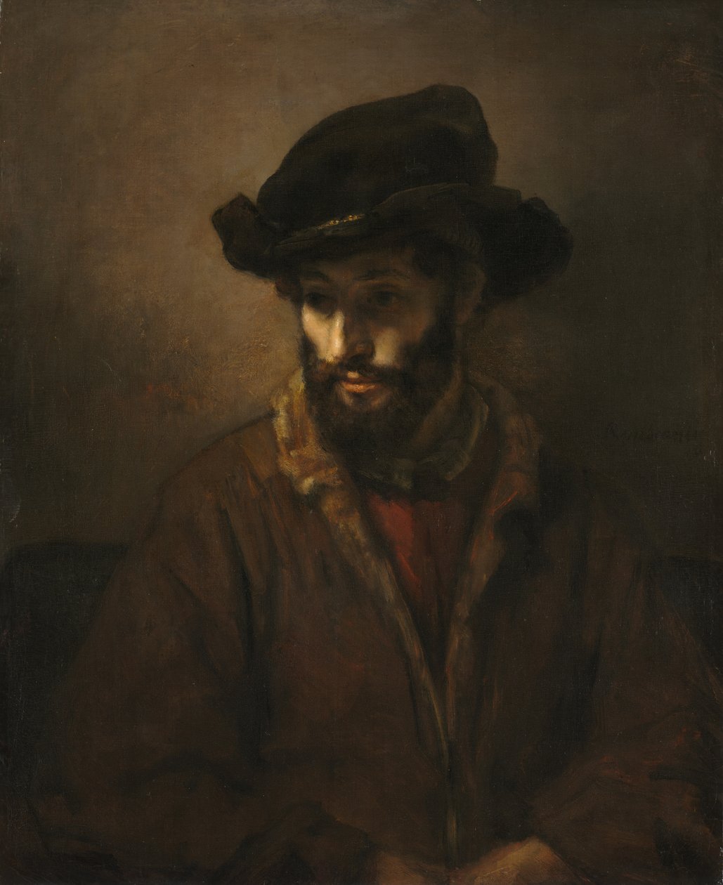 A Bearded Man Wearing a Hat by Rembrandt van Rijn