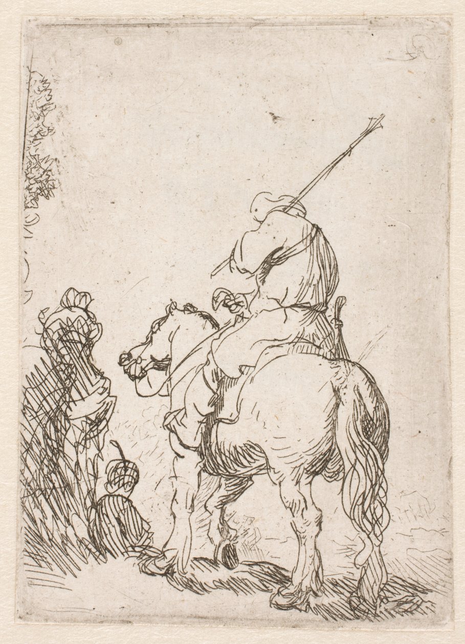 A Turbaned Soldier on Horseback by Rembrandt van Rijn