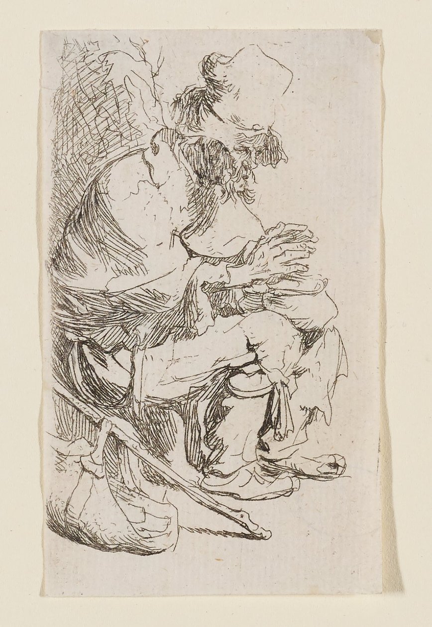 Beggar Seated Warming His Hands at a Chafing Dish by Rembrandt van Rijn