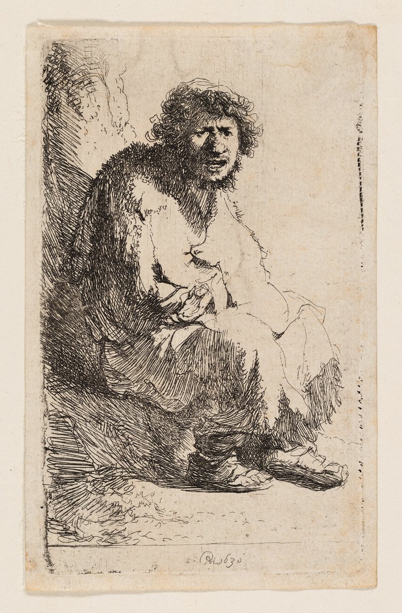 Beggar Seated on a Bank by Rembrandt van Rijn