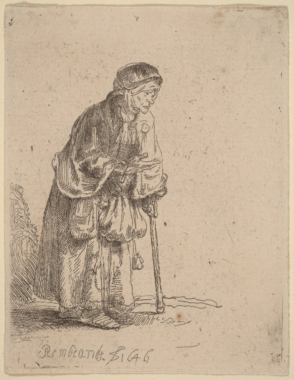 Beggar Woman Leaning on a Stick by Rembrandt van Rijn