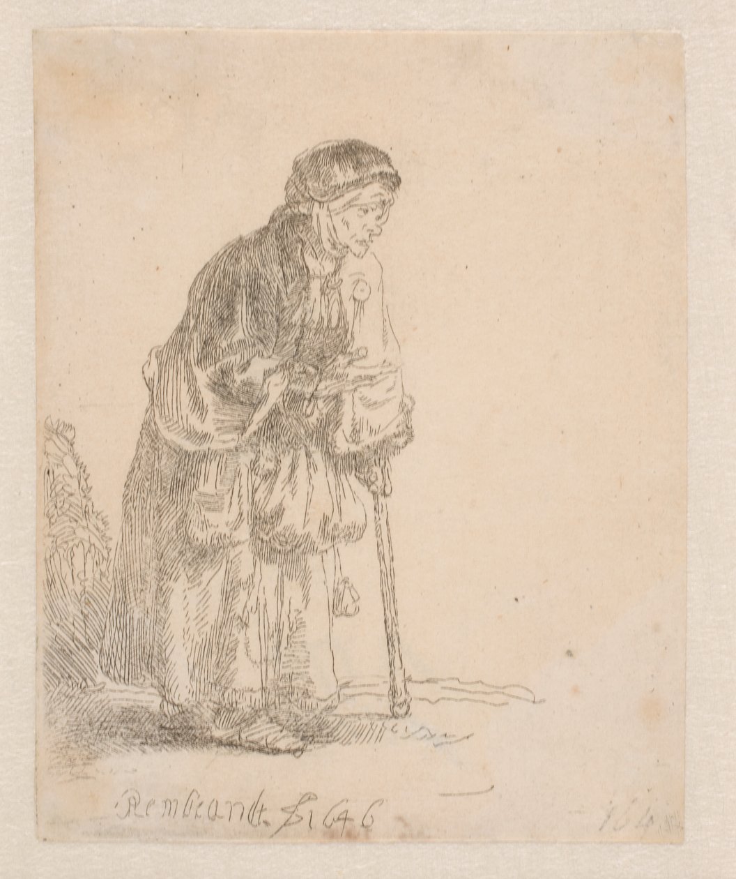 Beggar Woman Leaning on a Stick by Rembrandt van Rijn