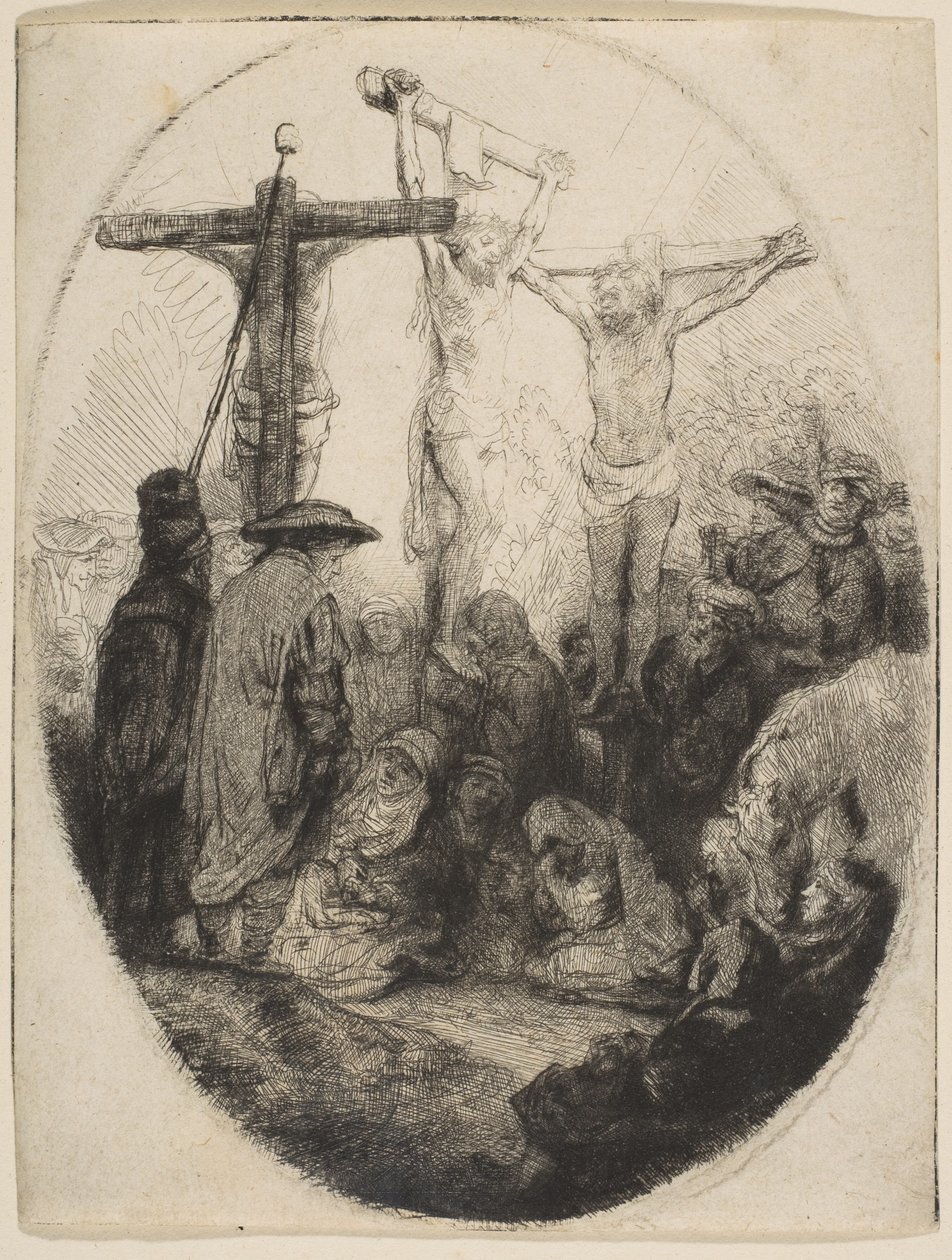Christ Crucified Between Two Thieves by Rembrandt van Rijn