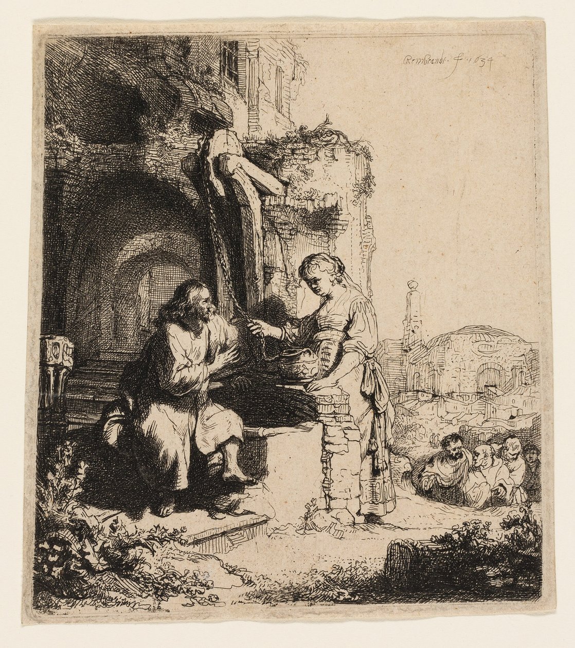 Christ and the Woman of Samaria Among Ruins by Rembrandt van Rijn