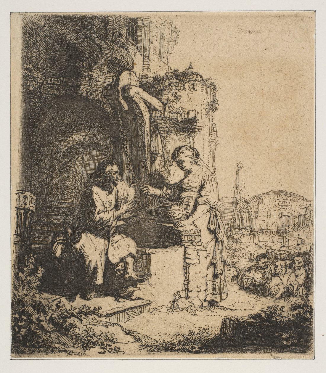 Christ and the Woman of Samaria among Ruins by Rembrandt van Rijn