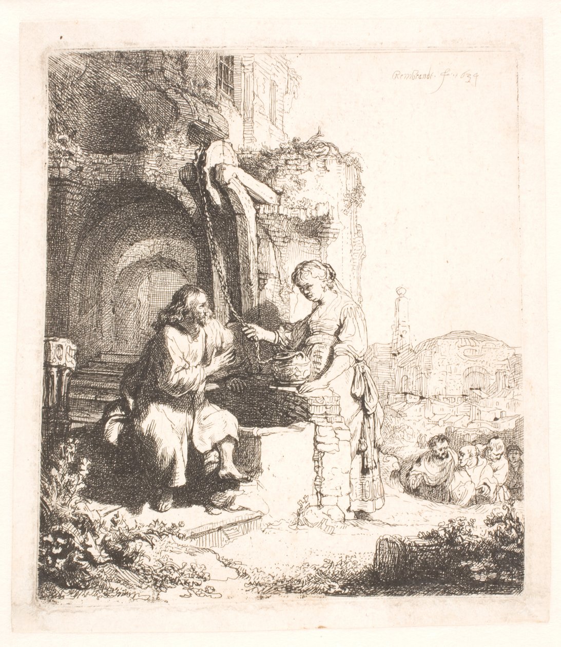 Christ and the Woman of Samaria: Among Ruins by Rembrandt van Rijn