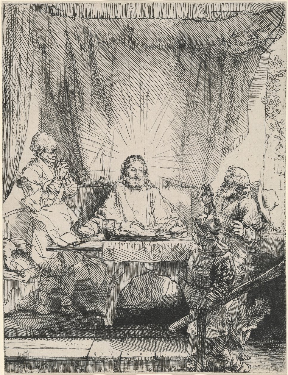 Christ at Emmaus: The Larger Plate by Rembrandt van Rijn