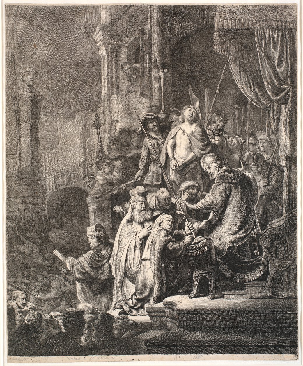Jesus Before Pilate: Large Plate by Rembrandt van Rijn