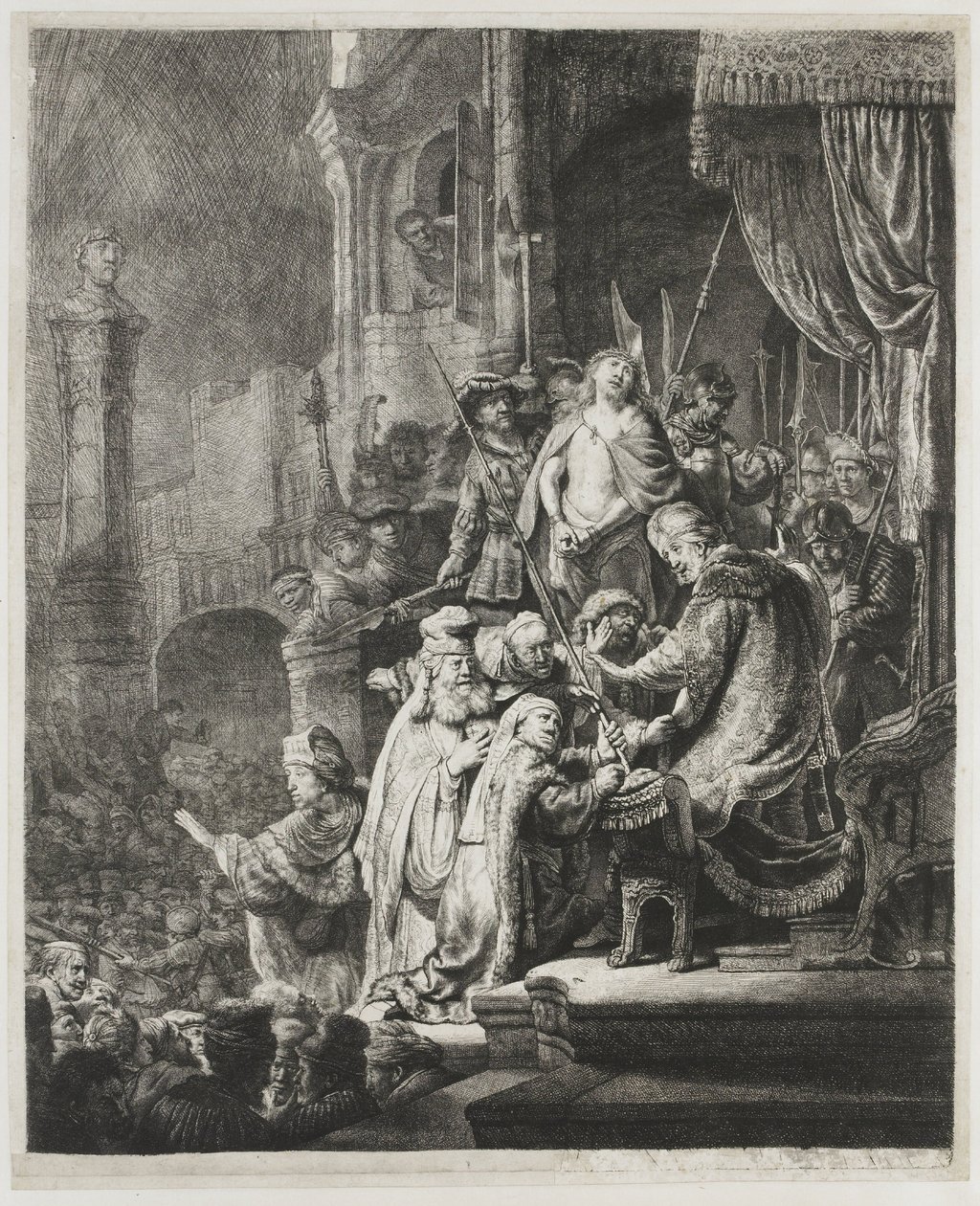 Christ Before Pilate: Large Plate by Rembrandt van Rijn