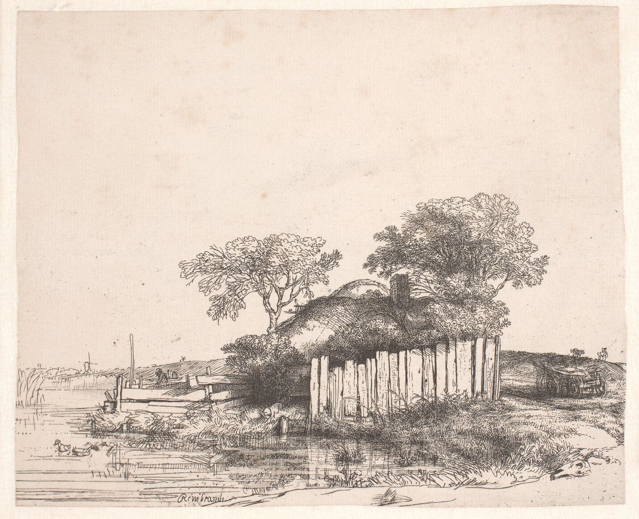 Cottage with a White Paling by Rembrandt van Rijn