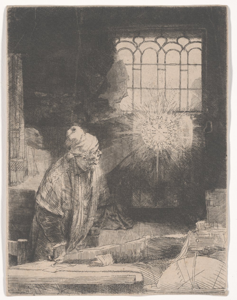 Faust in His Study Watching a Magic Disc, or A Scholar in His Study by Rembrandt van Rijn