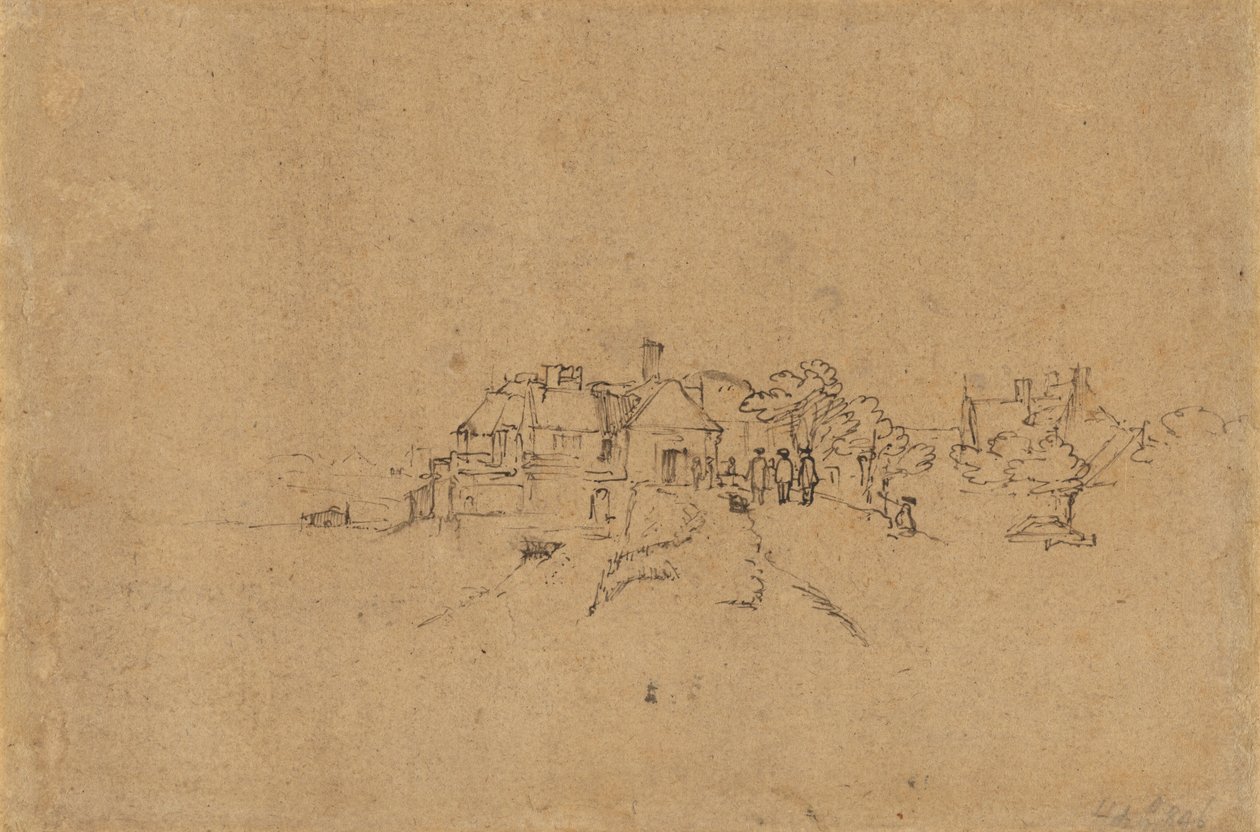 Figures on the Anthoniesdijk Entering Houtewael by Rembrandt van Rijn