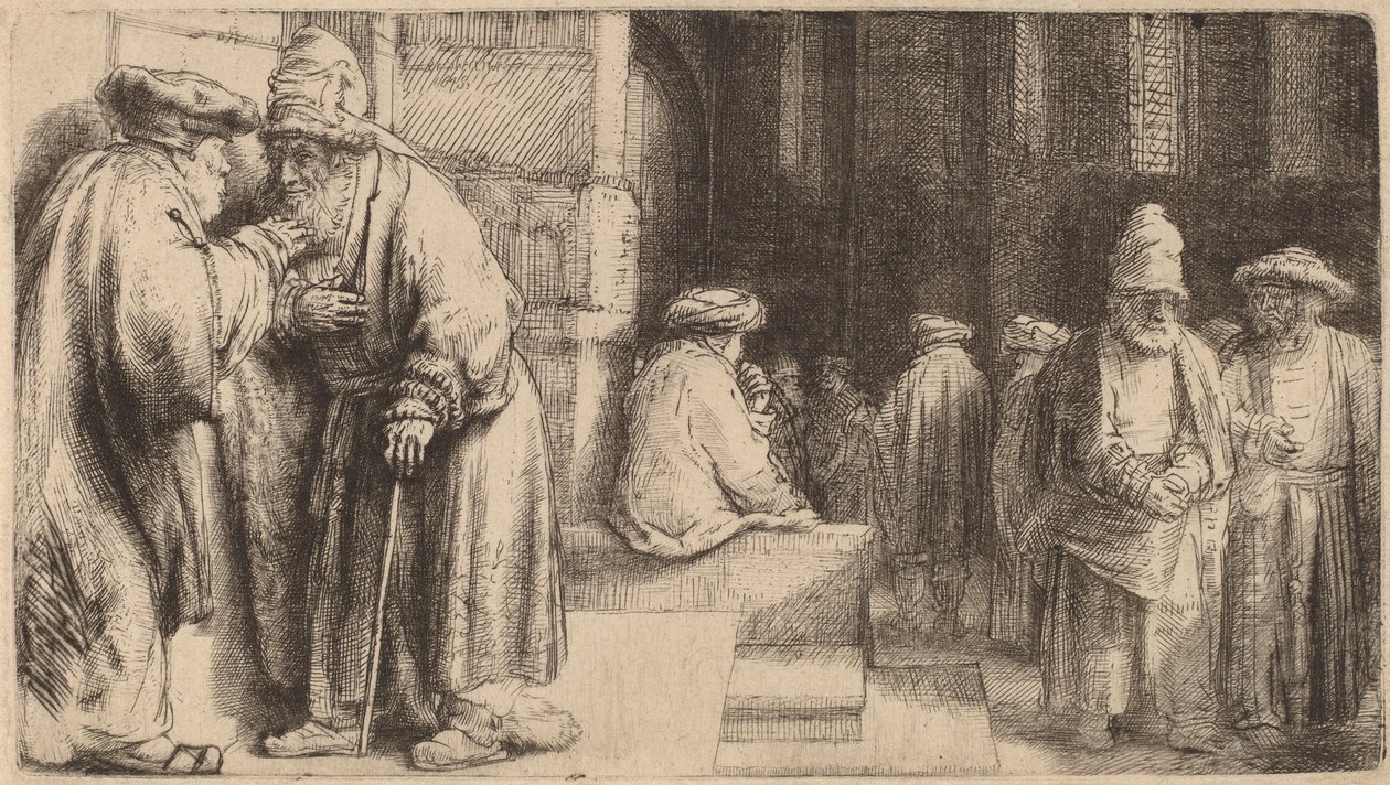 Jews in the Synagogue, 1648 by Rembrandt van Rijn