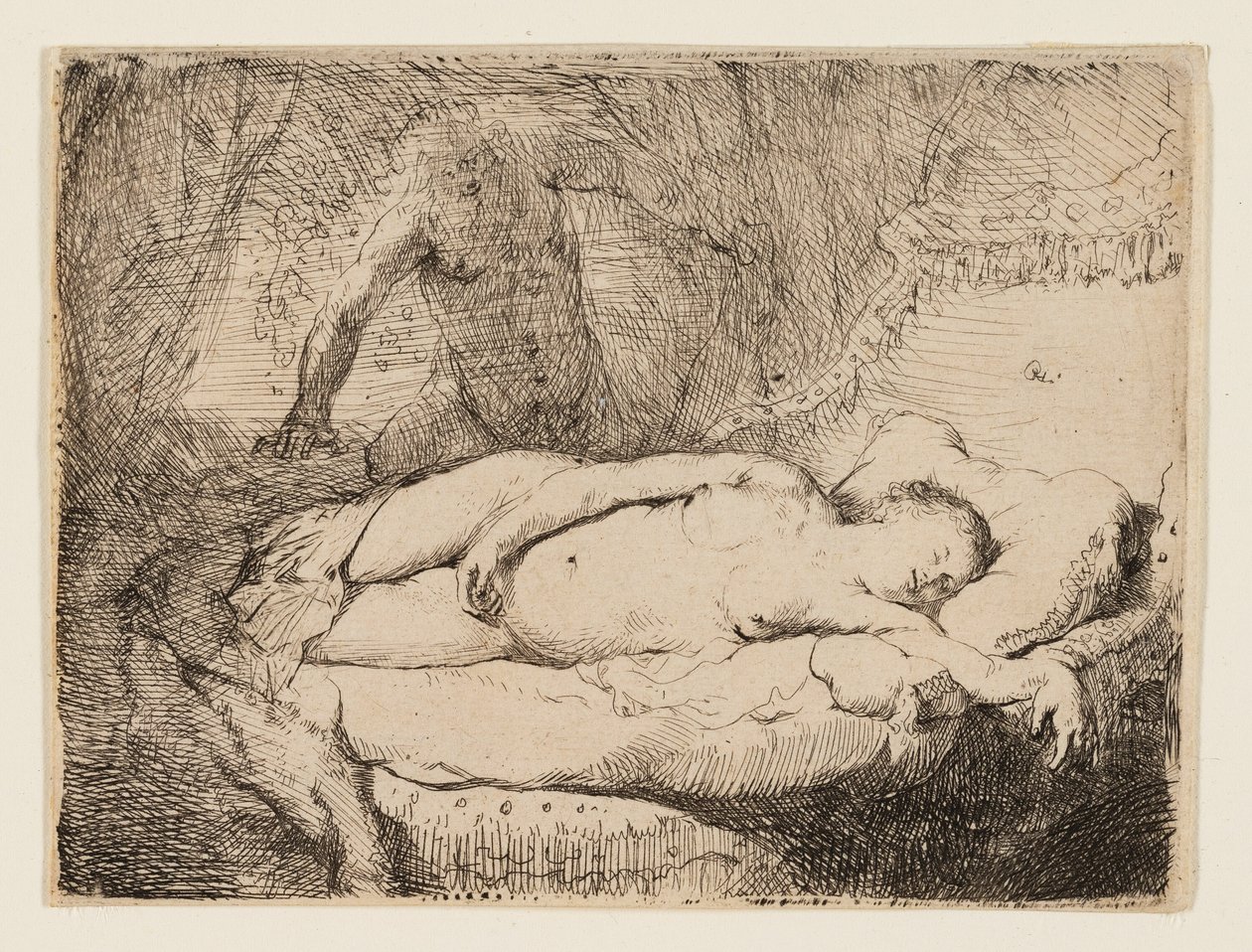 Jupiter and Antiope: Smaller Plate by Rembrandt van Rijn