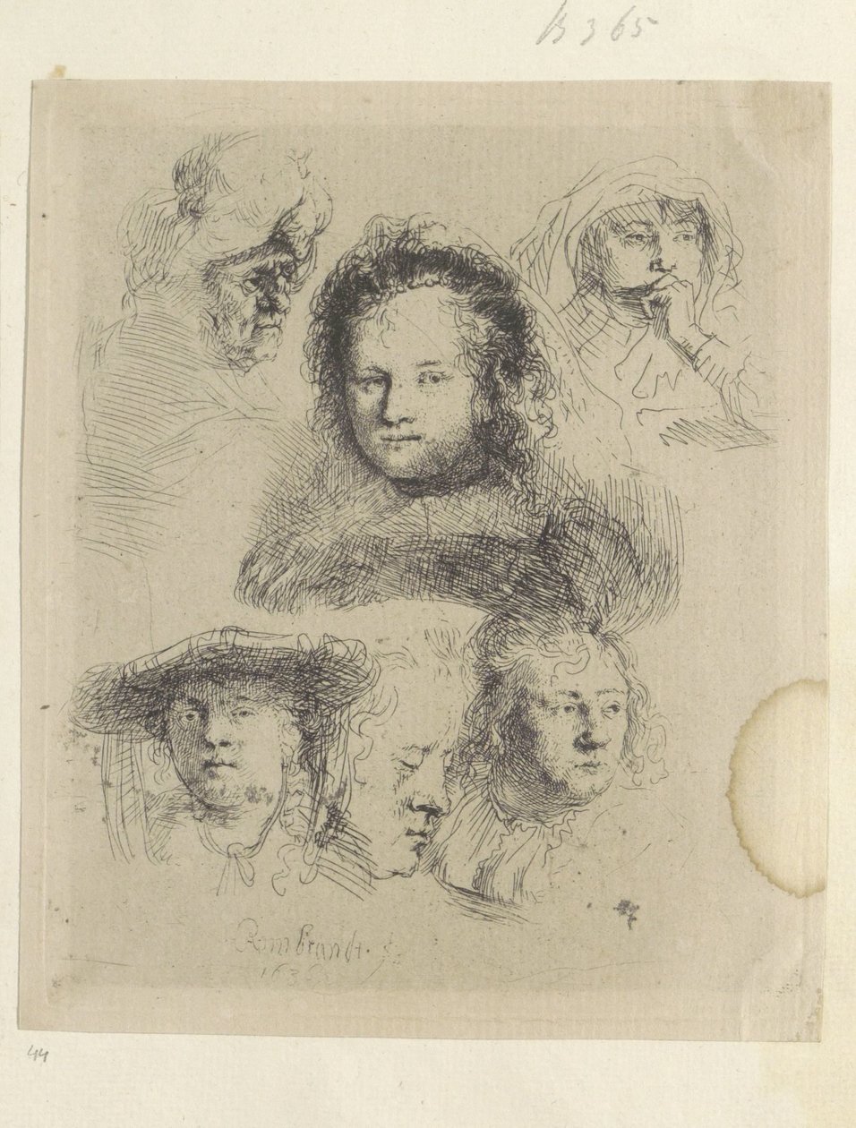 Head Studies of Saskia and Others (Collection of Eighty-Five Original Prints series) by Rembrandt van Rijn