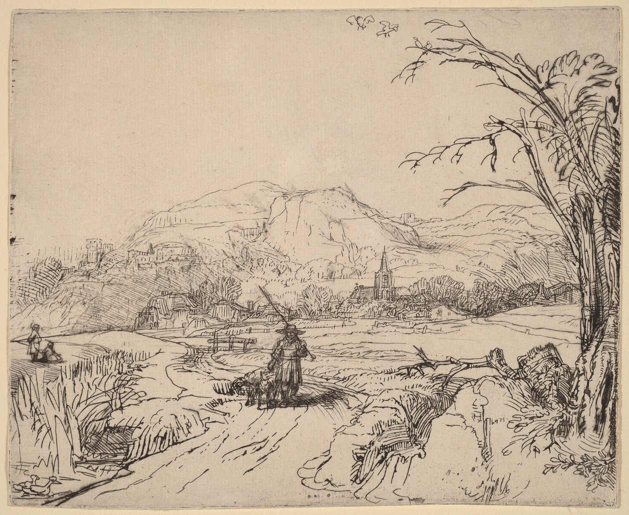 Landscape with Sportsman and Dog by Rembrandt van Rijn