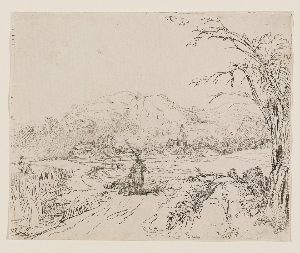 Landscape with Sportsman and Dogs by Rembrandt van Rijn