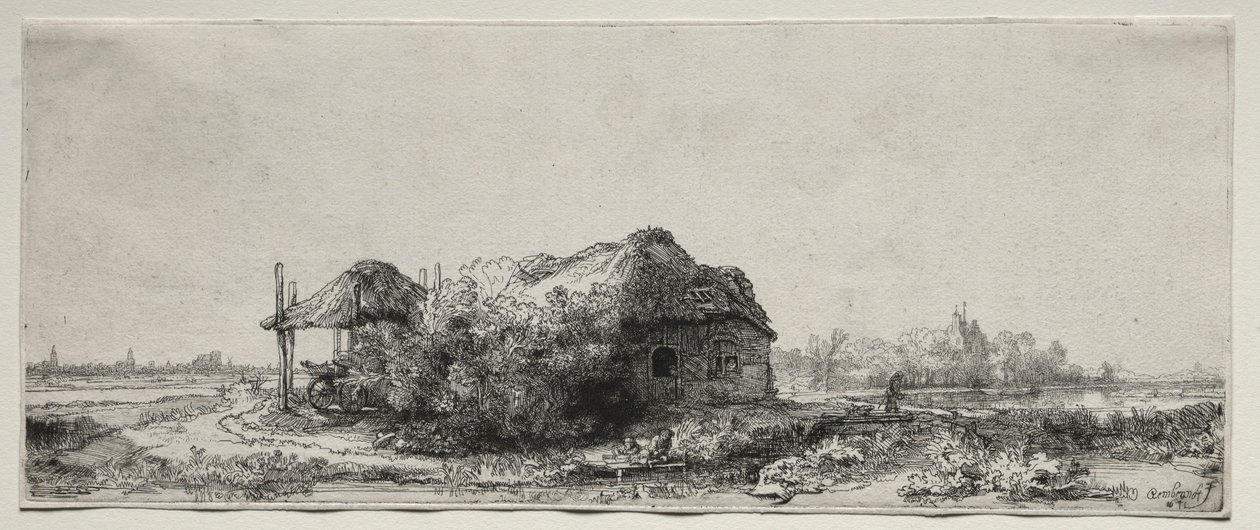 Landscape with a Cottage and Hay Barn by Rembrandt van Rijn