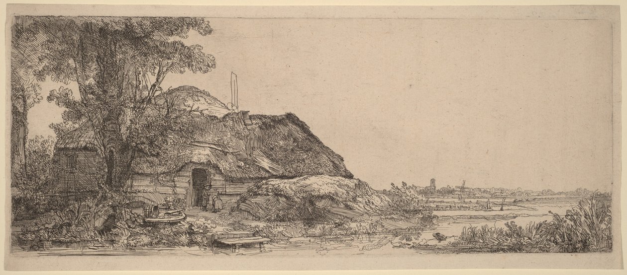 Landscape with a Cottage and a Large Tree by Rembrandt van Rijn