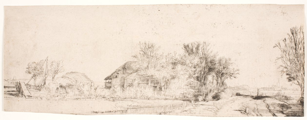 Landscape with a Road Beside a Canal by Rembrandt van Rijn