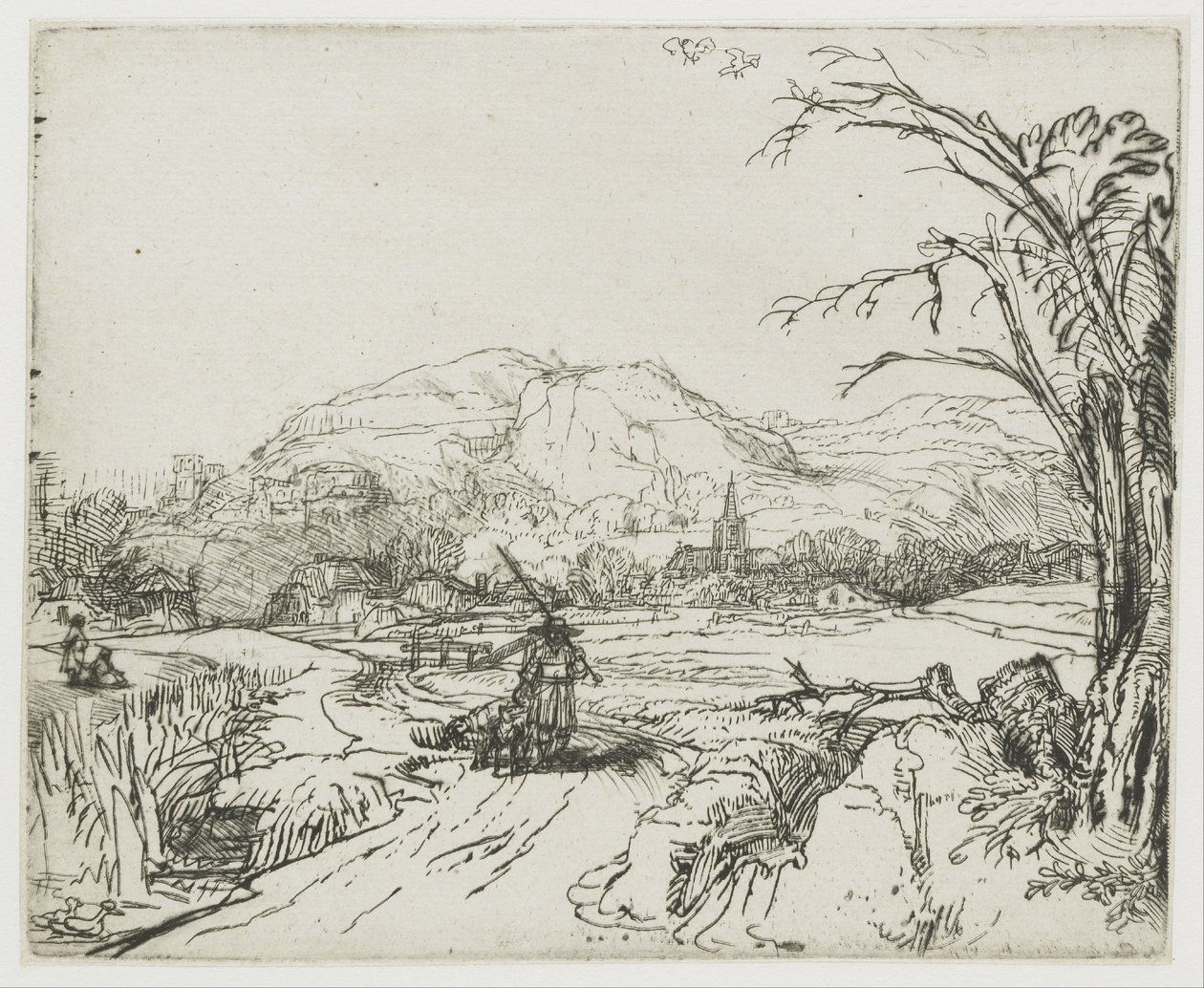 Landscape with Sportsman and Dogs by Rembrandt van Rijn