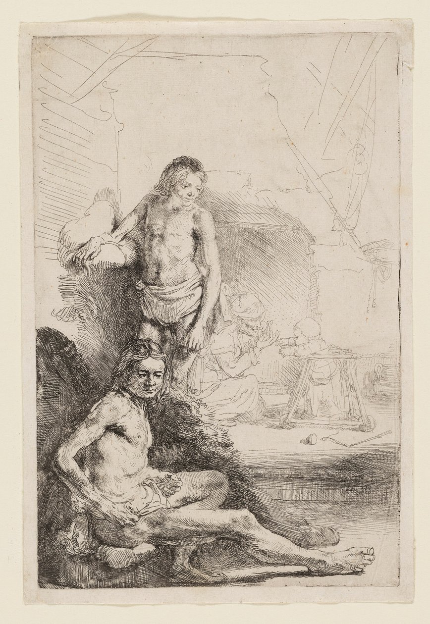 Male Nude Seated and Standing by Rembrandt van Rijn