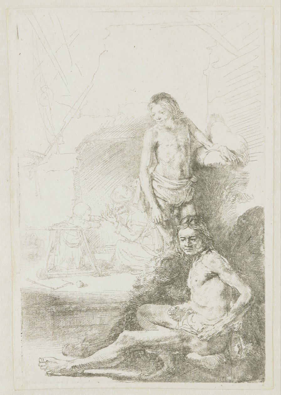 Male Nude, Seated and Standing by Rembrandt van Rijn