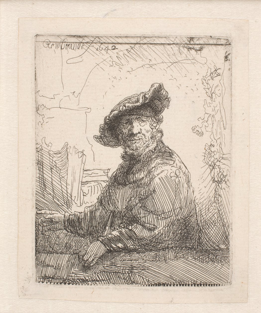 Man in an Arbour by Rembrandt van Rijn