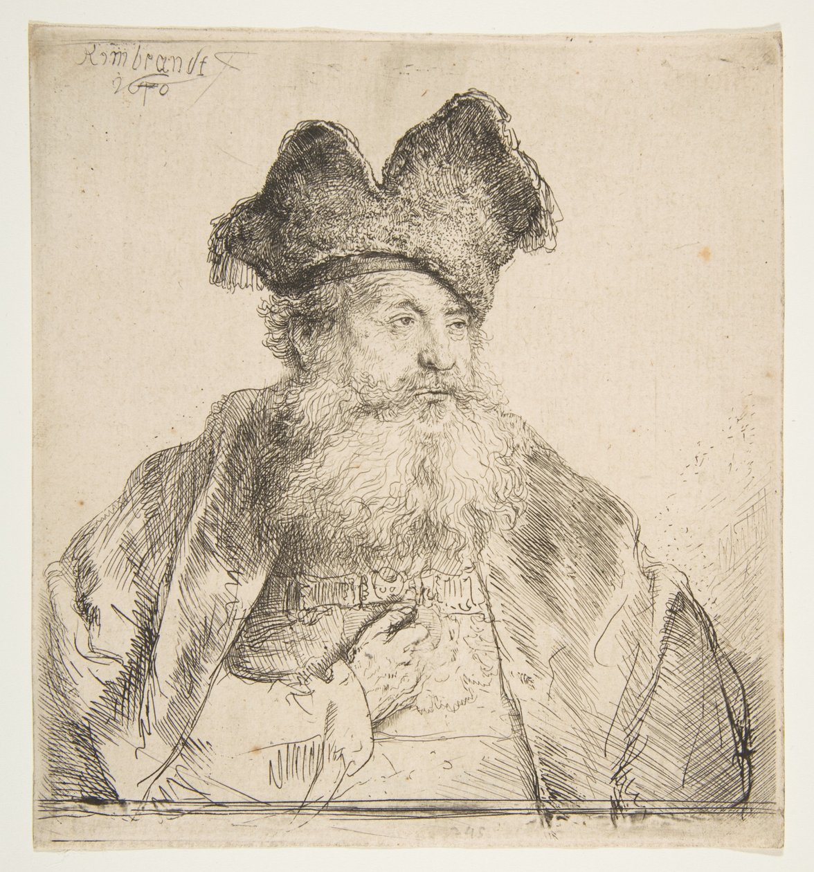 Old Man with a Divided Fur Cap by Rembrandt van Rijn