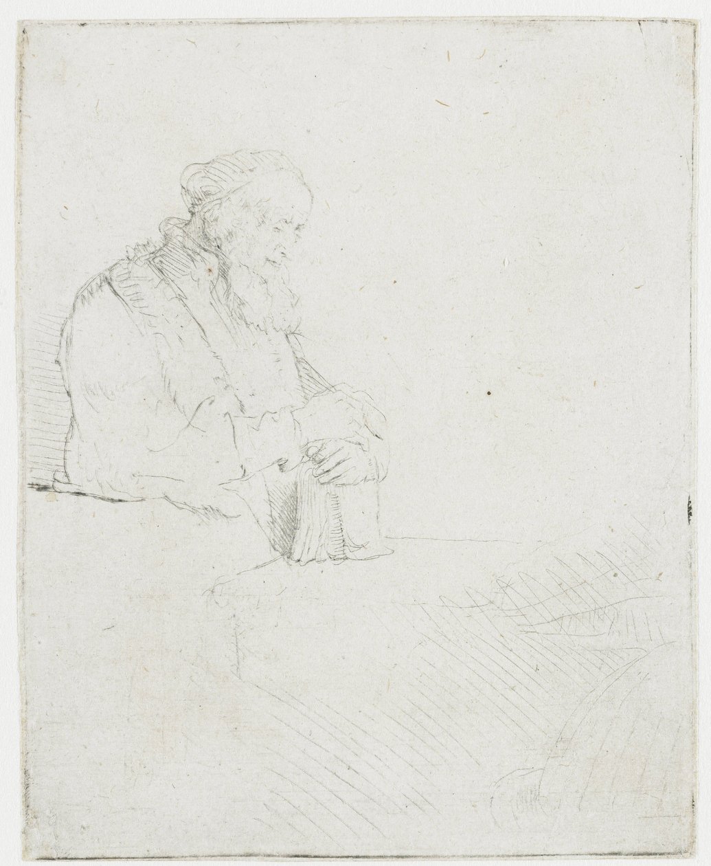 Old Man in Meditation, Leaning on a Book by Rembrandt van Rijn