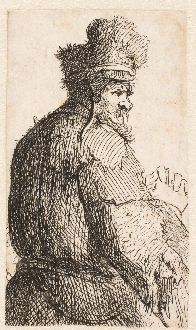 Old Man Seen from Behind: Profile to Right: Half Figure by Rembrandt van Rijn