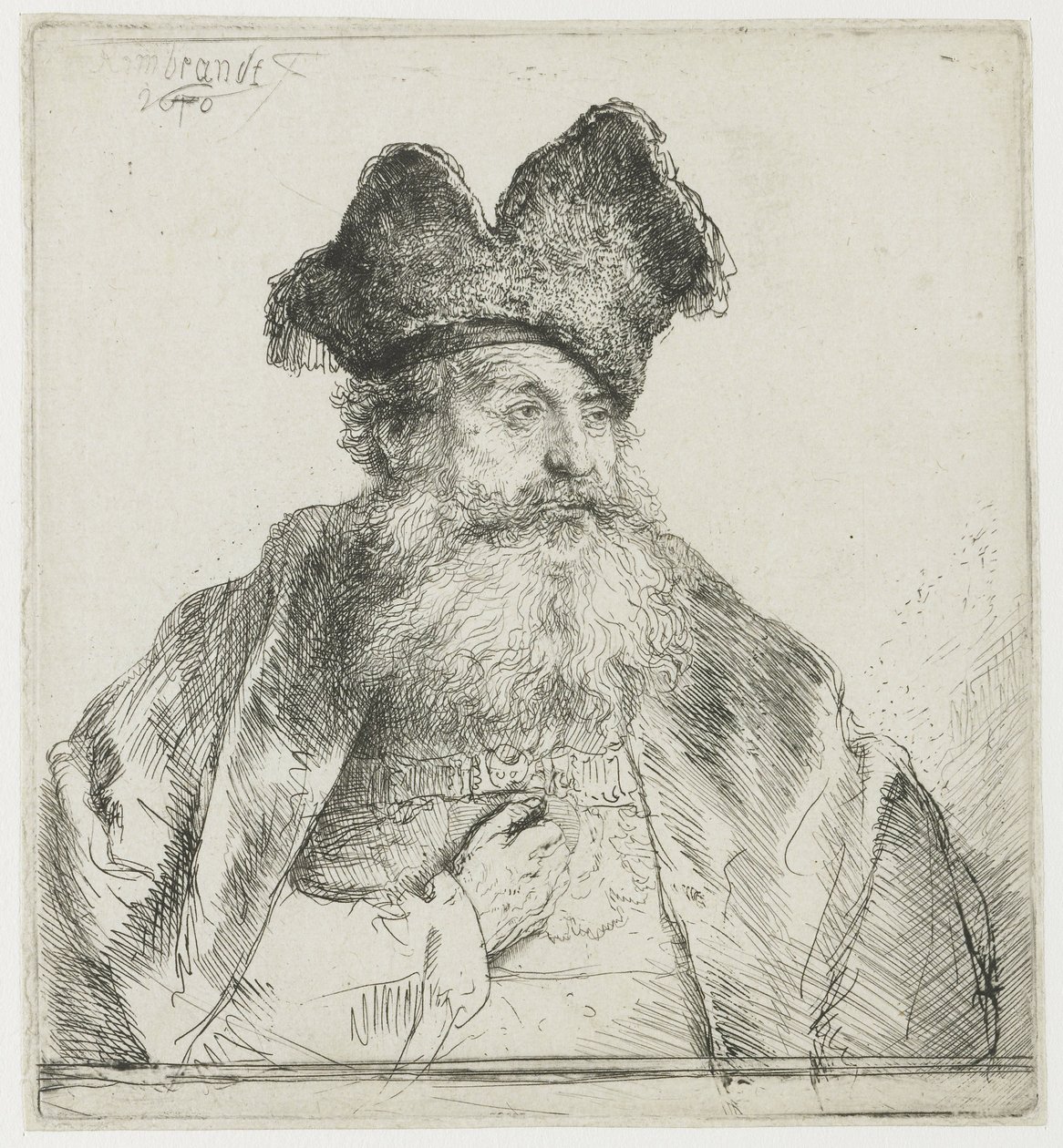 Old Man with a Divided Fur Cap by Rembrandt van Rijn