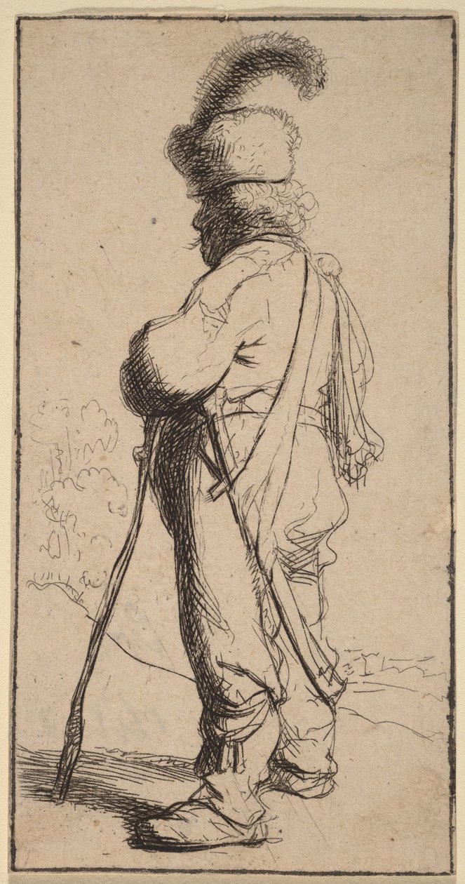 Polander Leaning on a Stick by Rembrandt van Rijn